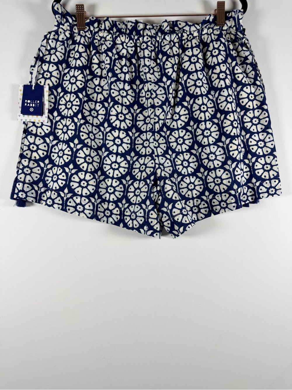 Roller Rabbit Women's Daisy Floral Side-Tie Beach Pull-On Shorts - Navy Blue - M - Picture 9 of 11